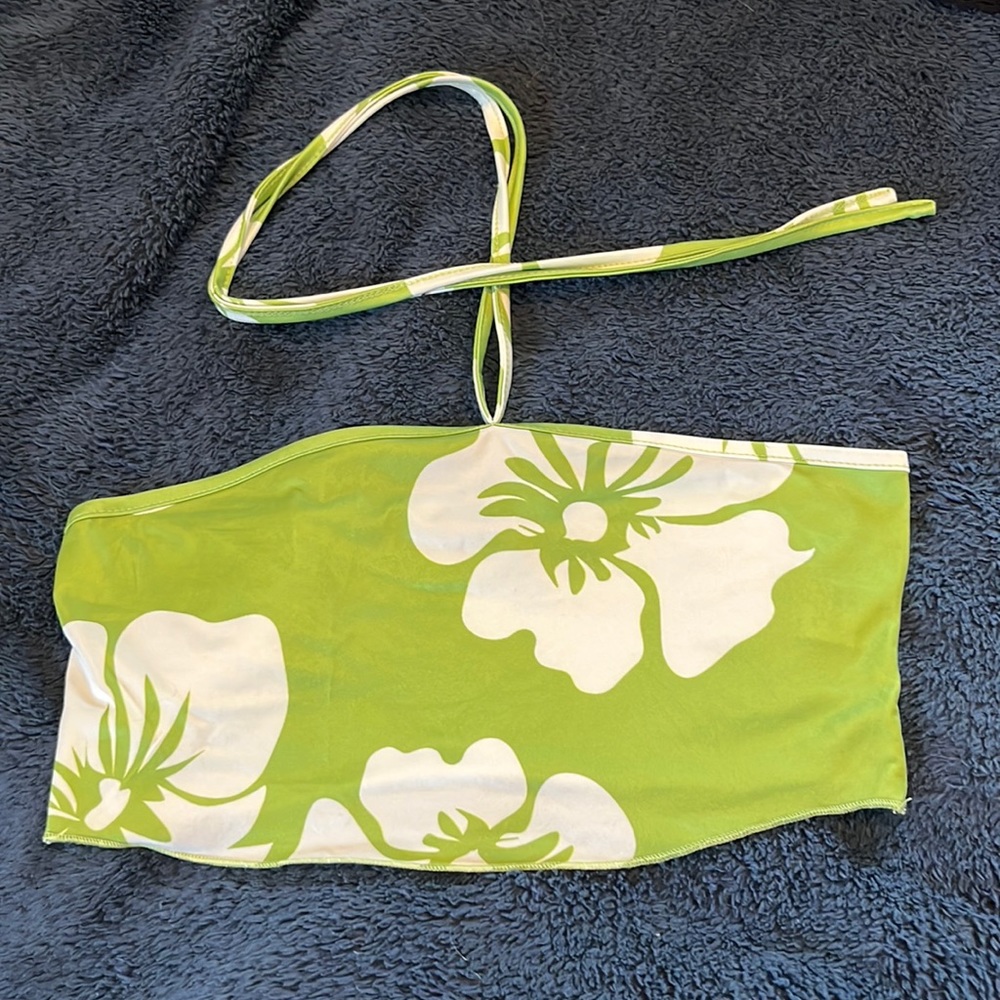 green shein very cropped halter top